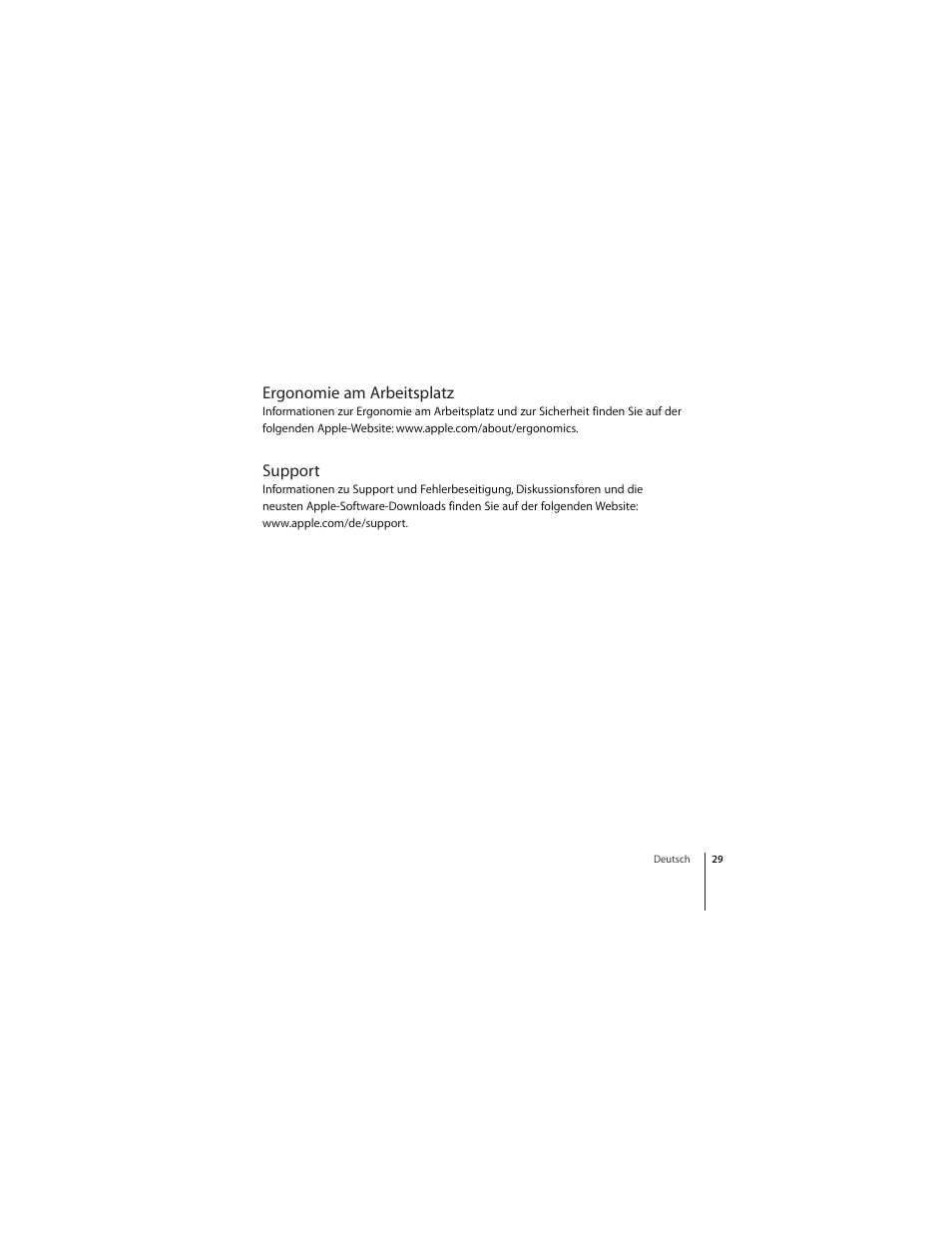 Ergonomie am arbeitsplatz, Support | Apple Wireless Keyboard (2009) User Manual | Page 29 / 64