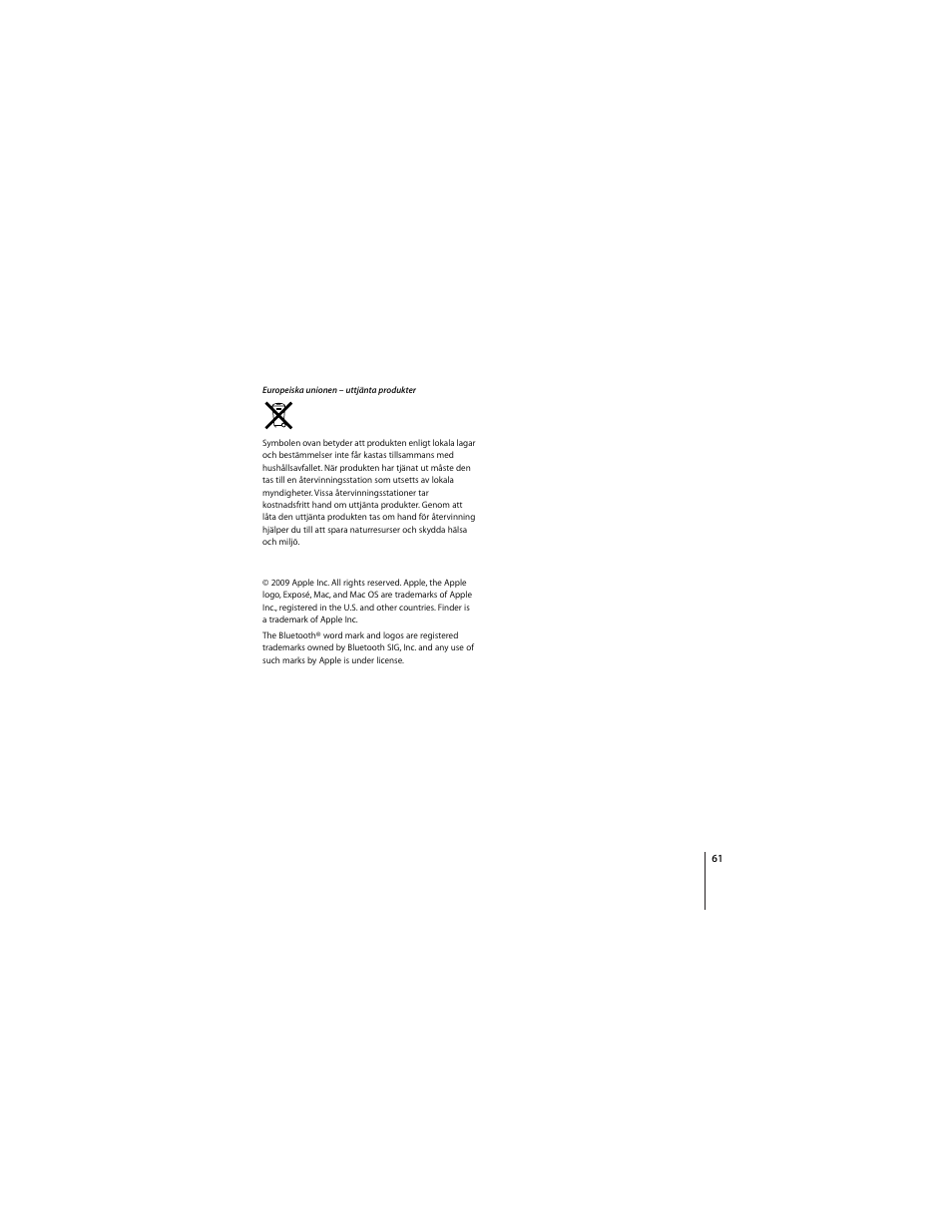 Apple Wireless Keyboard (2009) User Manual | Page 61 / 64