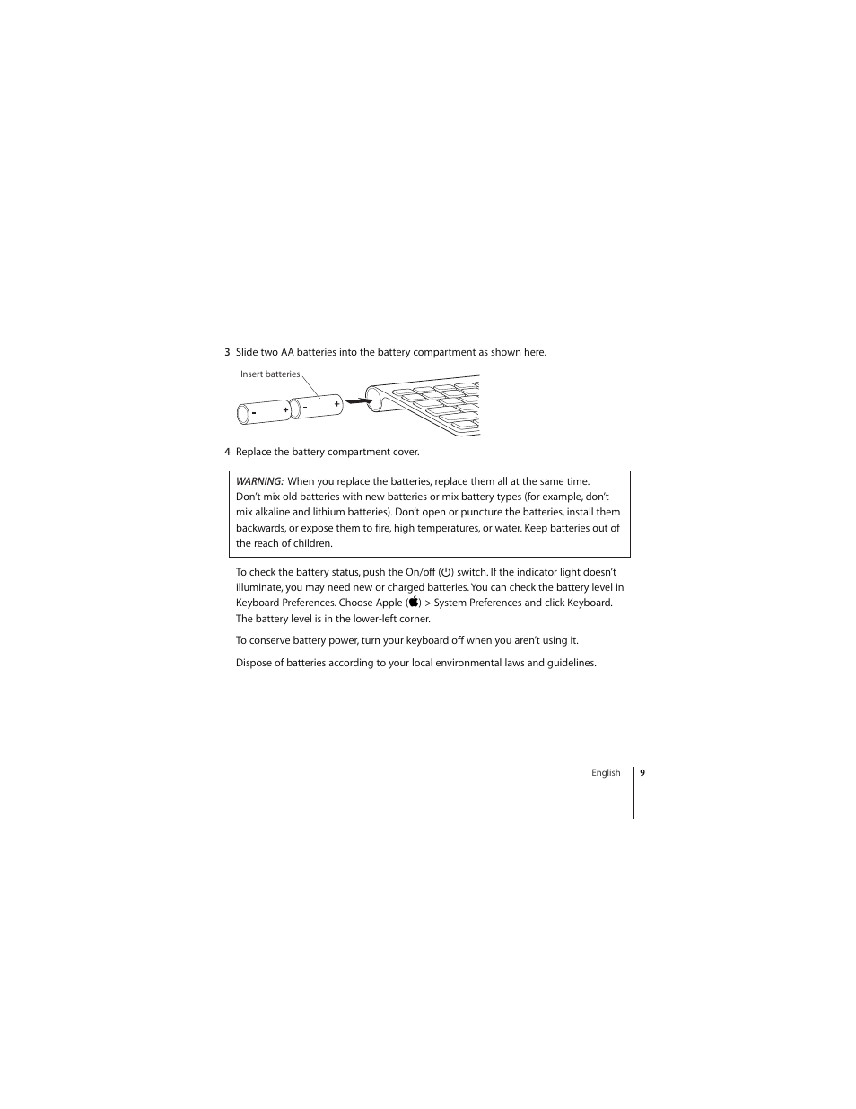 Apple Wireless Keyboard (2009) User Manual | Page 9 / 64