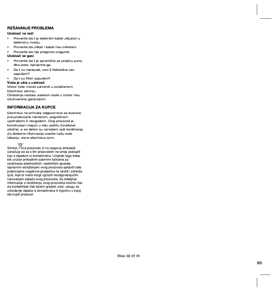 Electrolux ZT3520 User Manual | Page 101 / 104
