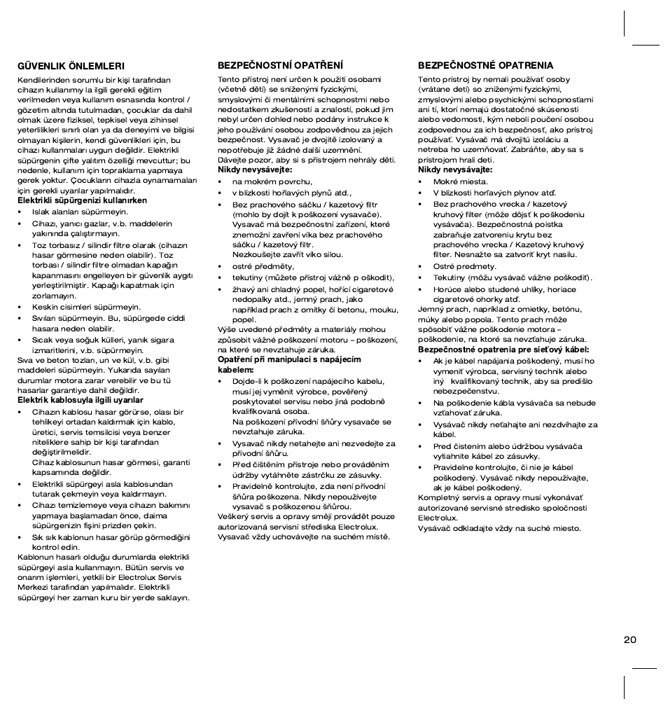 Electrolux ZT3520 User Manual | Page 25 / 104