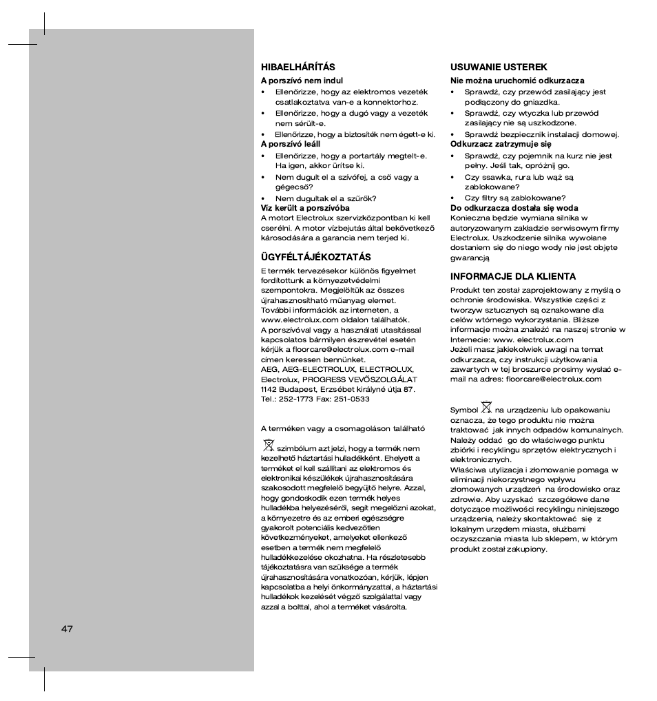 Electrolux ZT3520 User Manual | Page 52 / 104