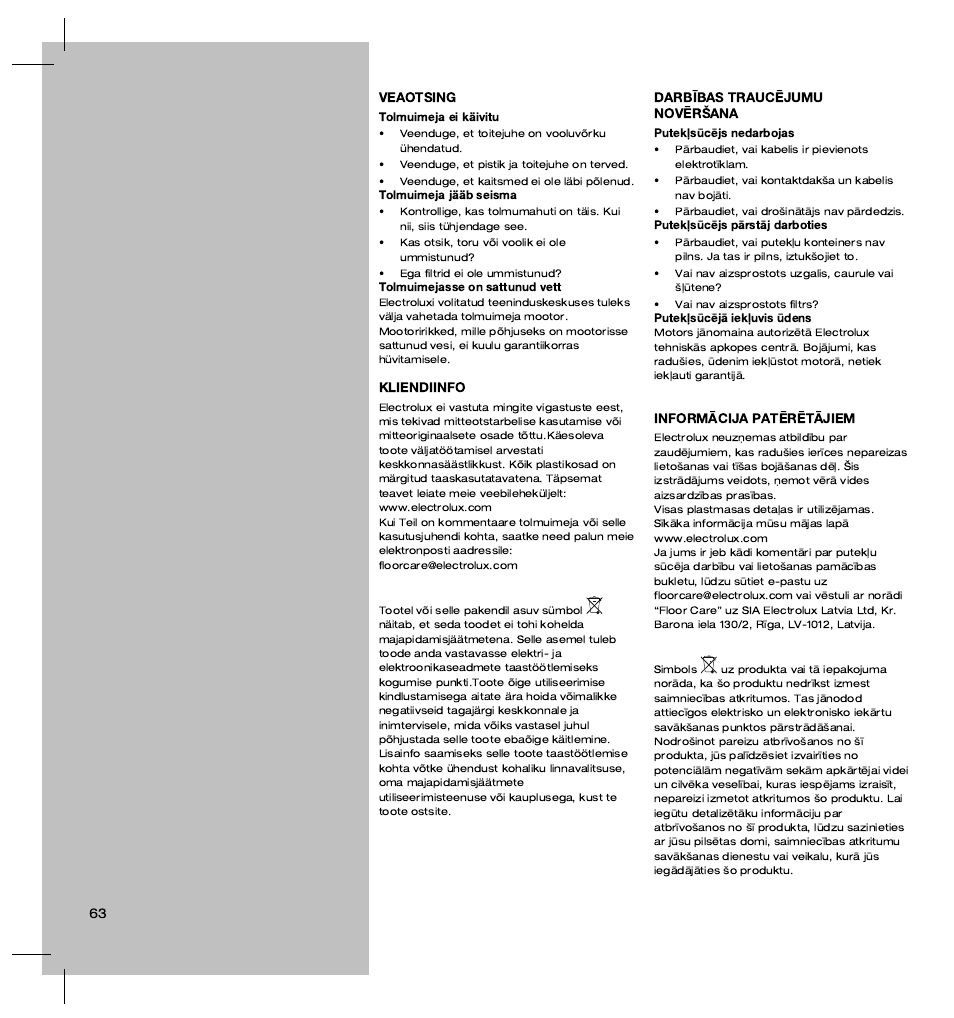Electrolux ZT3520 User Manual | Page 68 / 104