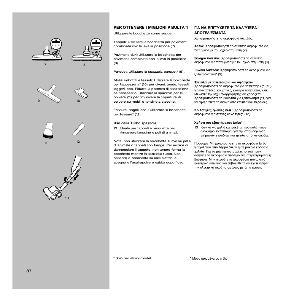 Per ottenere i migliori risultati | Electrolux ZT3520 User Manual | Page 92 / 104