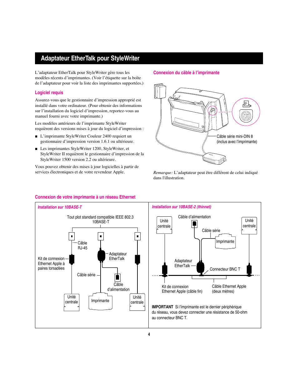 Adaptateur ethertalk pour stylewriter | Apple Adattatore Ethertalk StyleWriter User Manual | Page 5 / 19