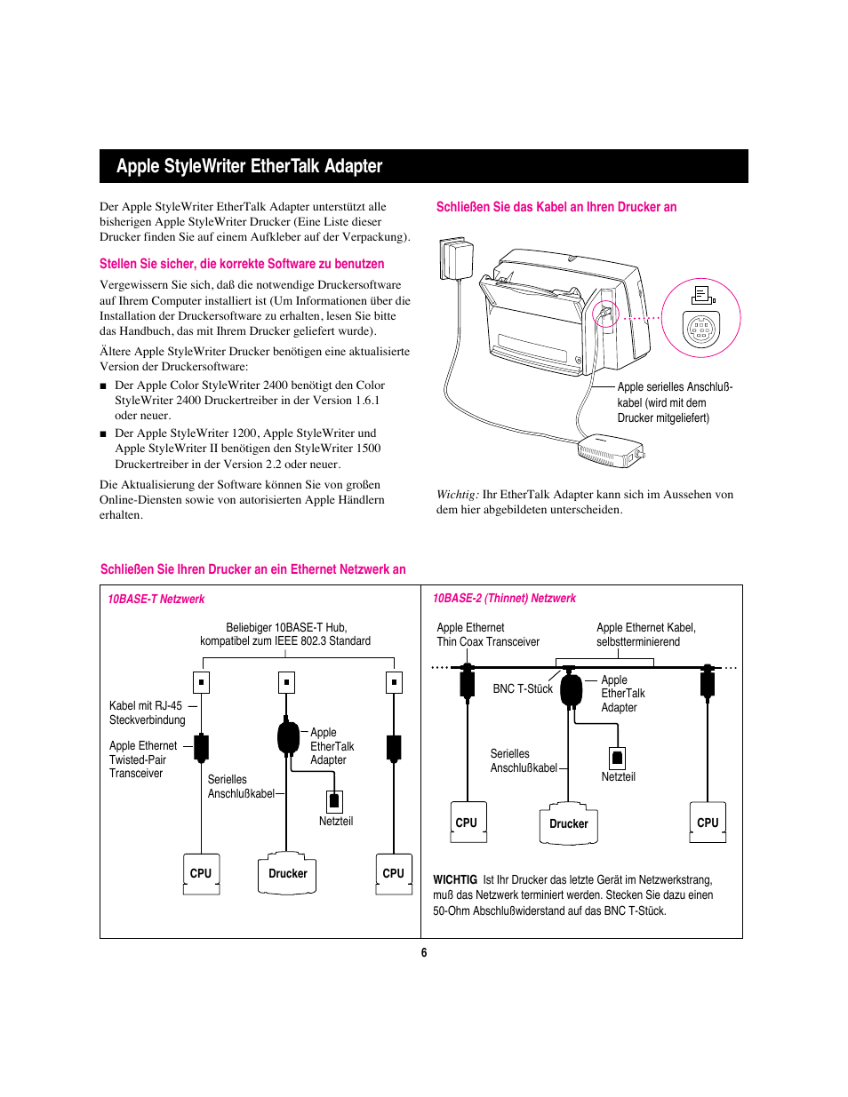 Apple stylewriter ethertalk adapter | Apple Adattatore Ethertalk StyleWriter User Manual | Page 7 / 19