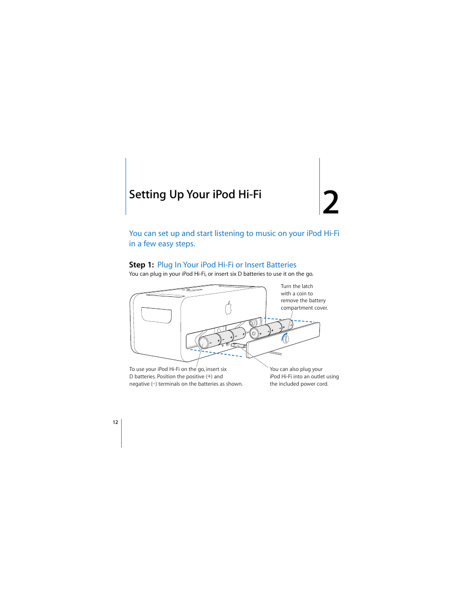 Chapter: 2 “setting up your ipod hi-fi, Setting up your ipod hi-fi | Apple iPod Hi-Fi (User’s Guide) User Manual | Page 12 / 104