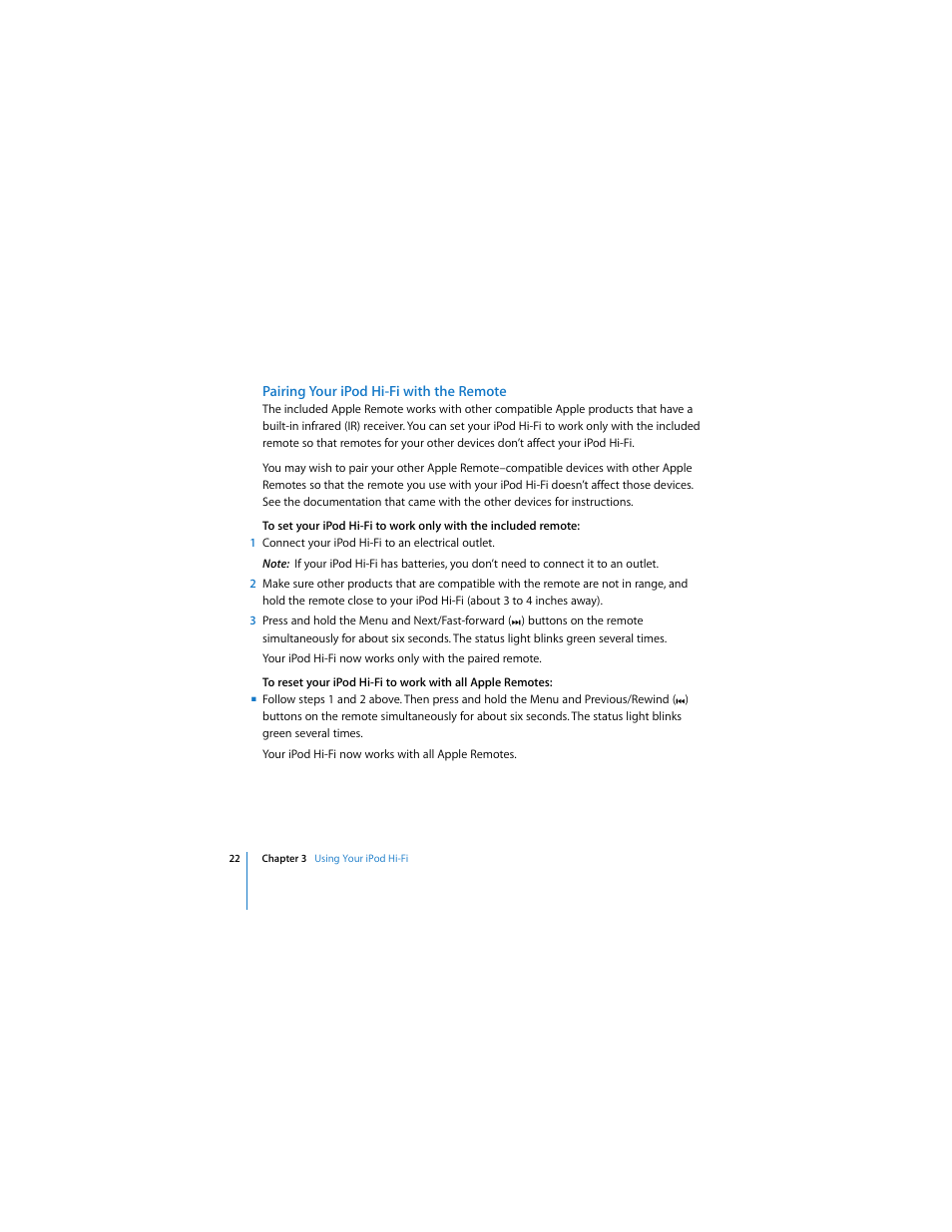 Apple iPod Hi-Fi (User’s Guide) User Manual | Page 22 / 104