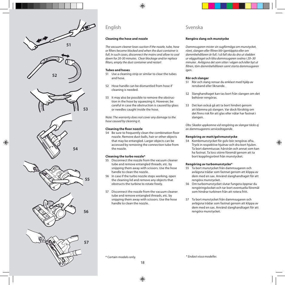 English, Svenska | Electrolux ZSC6920 User Manual | Page 18 / 96