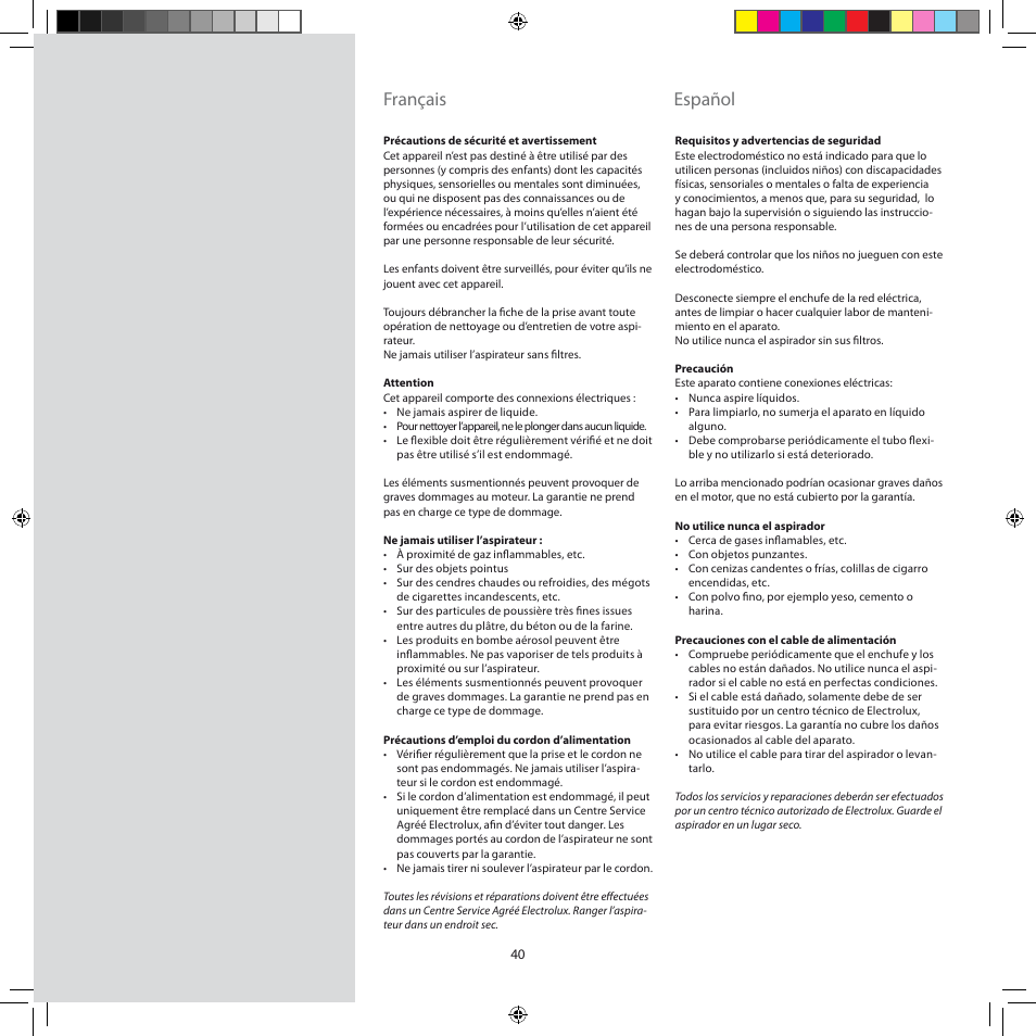 Français, Español | Electrolux ZSC6920 User Manual | Page 40 / 96