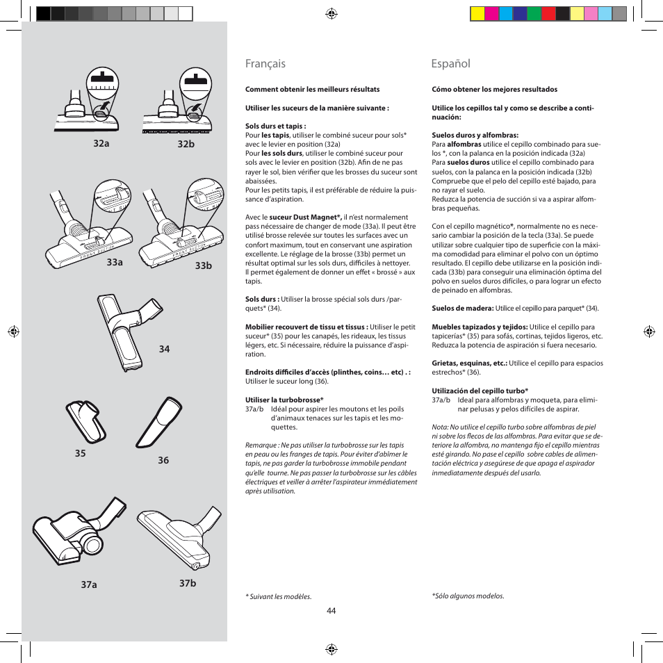 Français, Español | Electrolux ZSC6920 User Manual | Page 44 / 96