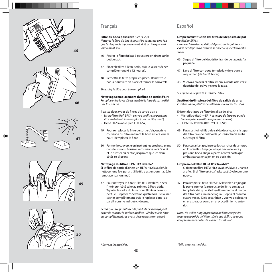 Français, Español | Electrolux ZSC6920 User Manual | Page 48 / 96