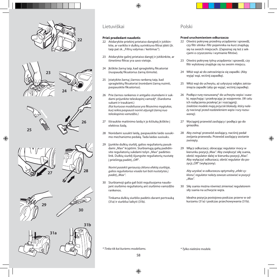 Lietuviškai, Polski | Electrolux ZSC6920 User Manual | Page 58 / 96