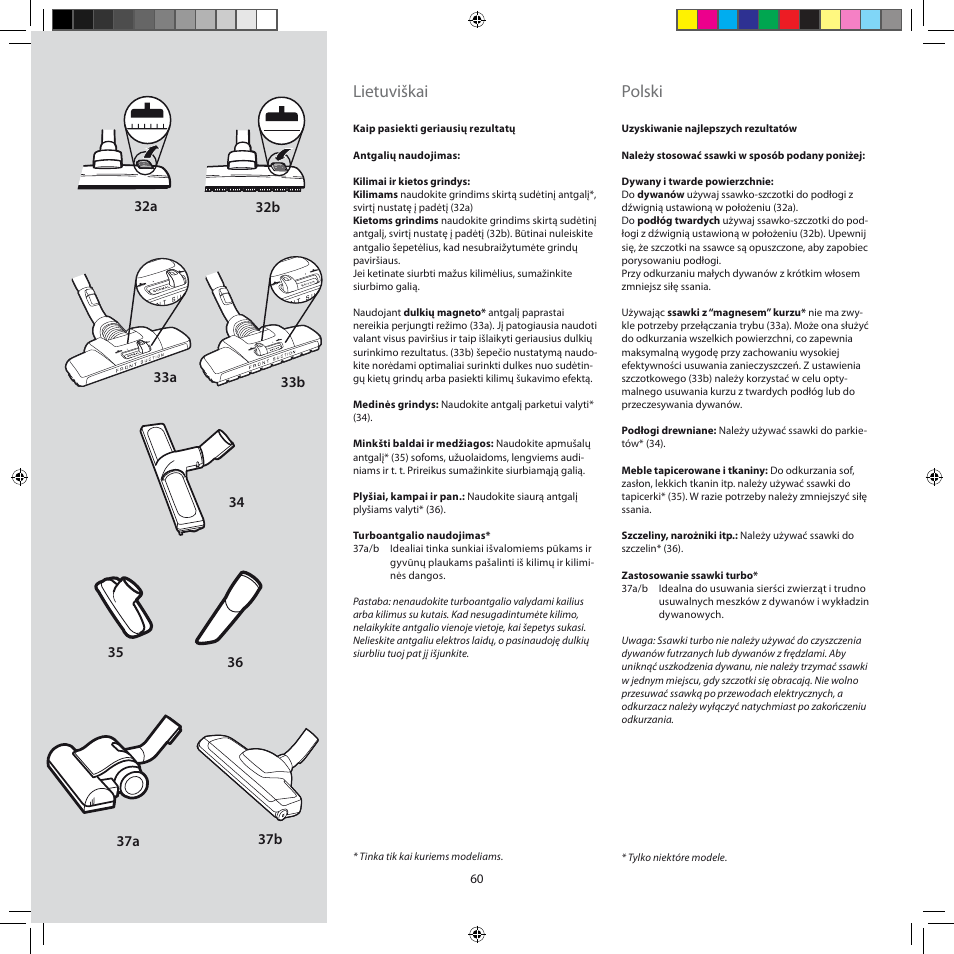 Lietuviškai, Polski | Electrolux ZSC6920 User Manual | Page 60 / 96