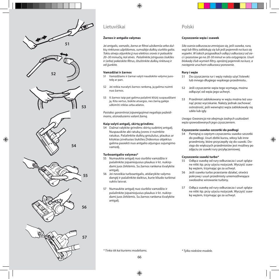 Lietuviškai, Polski | Electrolux ZSC6920 User Manual | Page 66 / 96