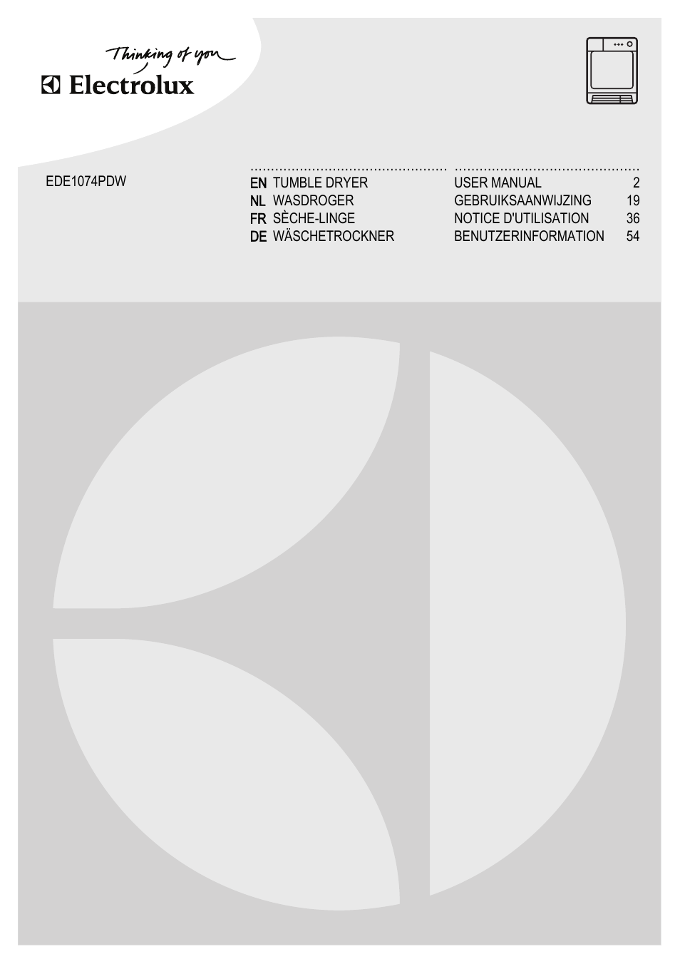 Electrolux EDE1074PDW User Manual | 76 pages