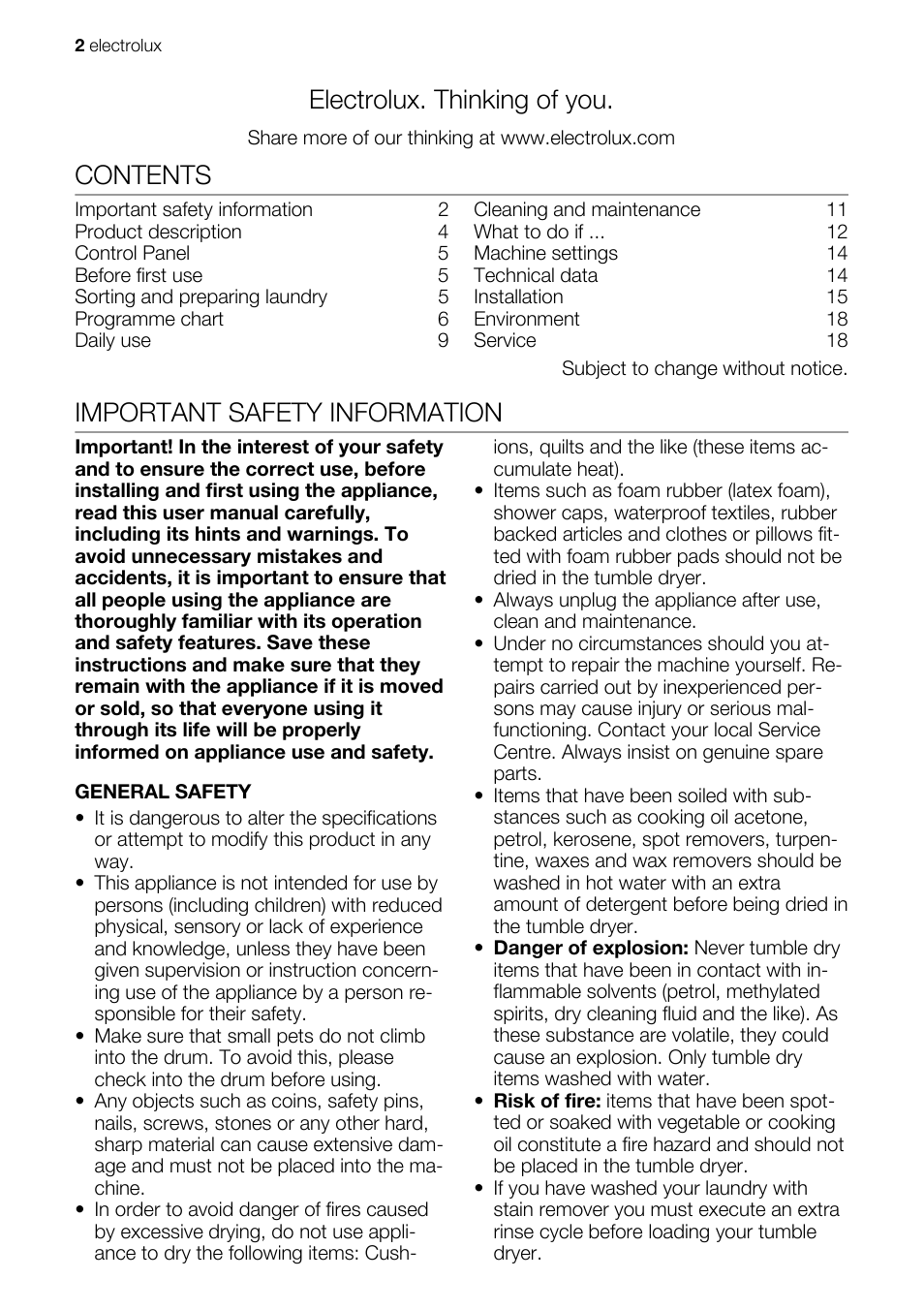 Electrolux EDE1074PDW User Manual | Page 2 / 76
