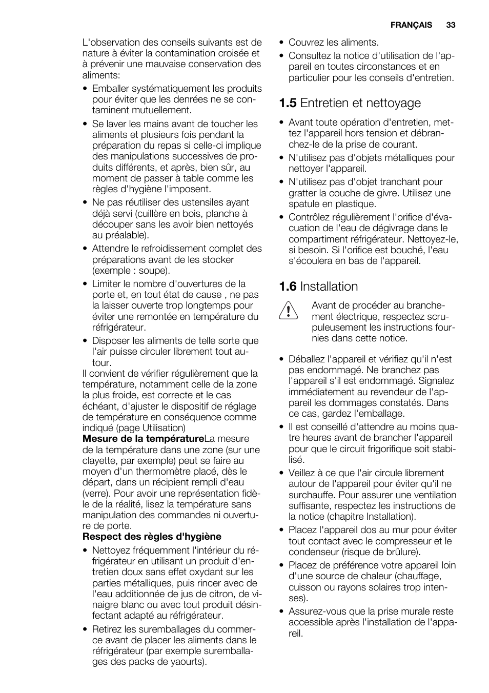 5 entretien et nettoyage, 6 installation | Electrolux EN3450COW User Manual | Page 33 / 64