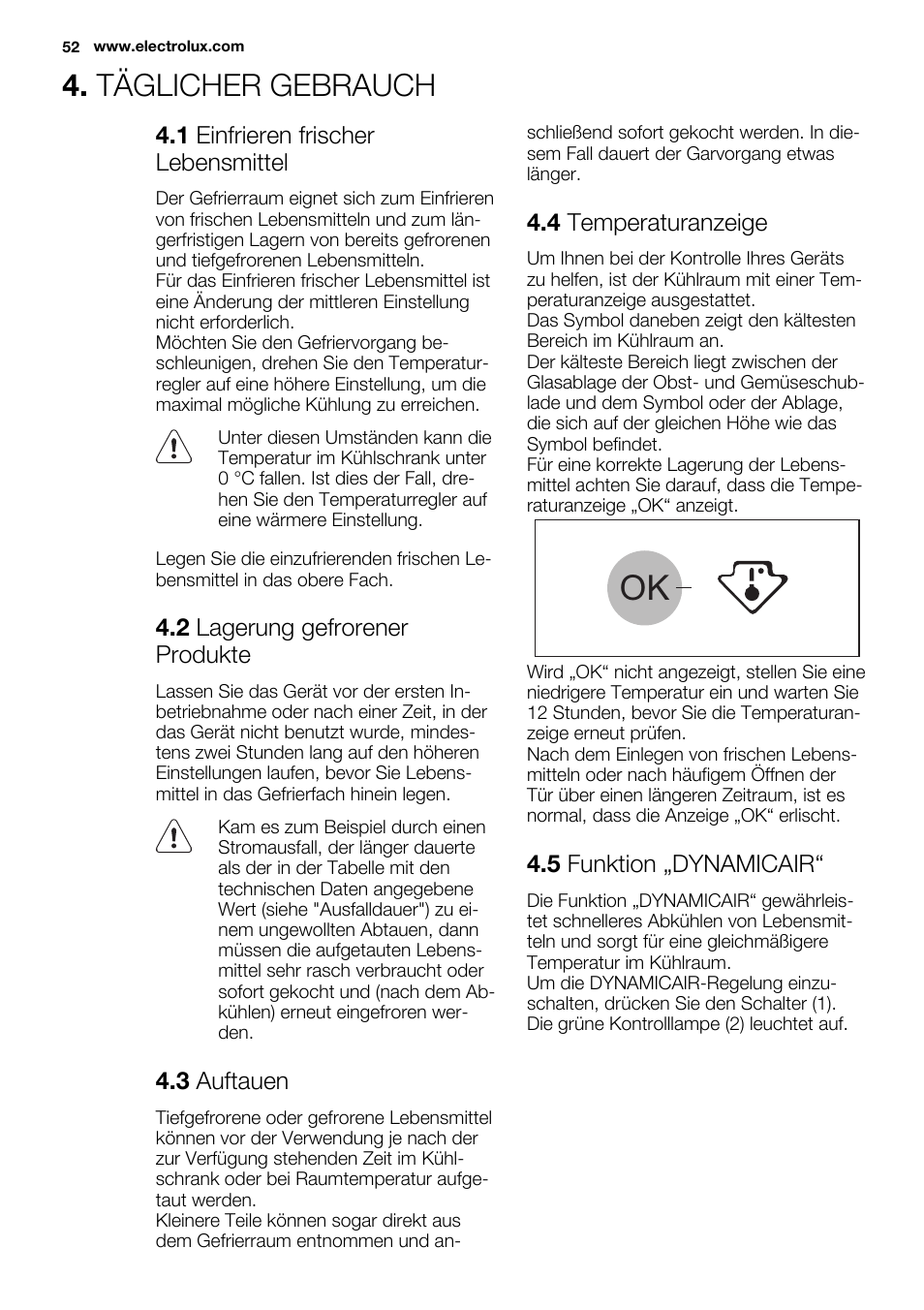 Täglicher gebrauch | Electrolux EN3450COW User Manual | Page 52 / 64