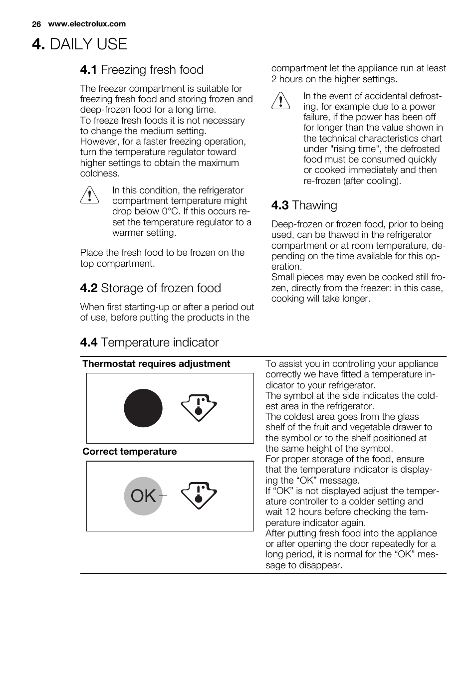 Daily use | Electrolux EN3450COX User Manual | Page 26 / 80