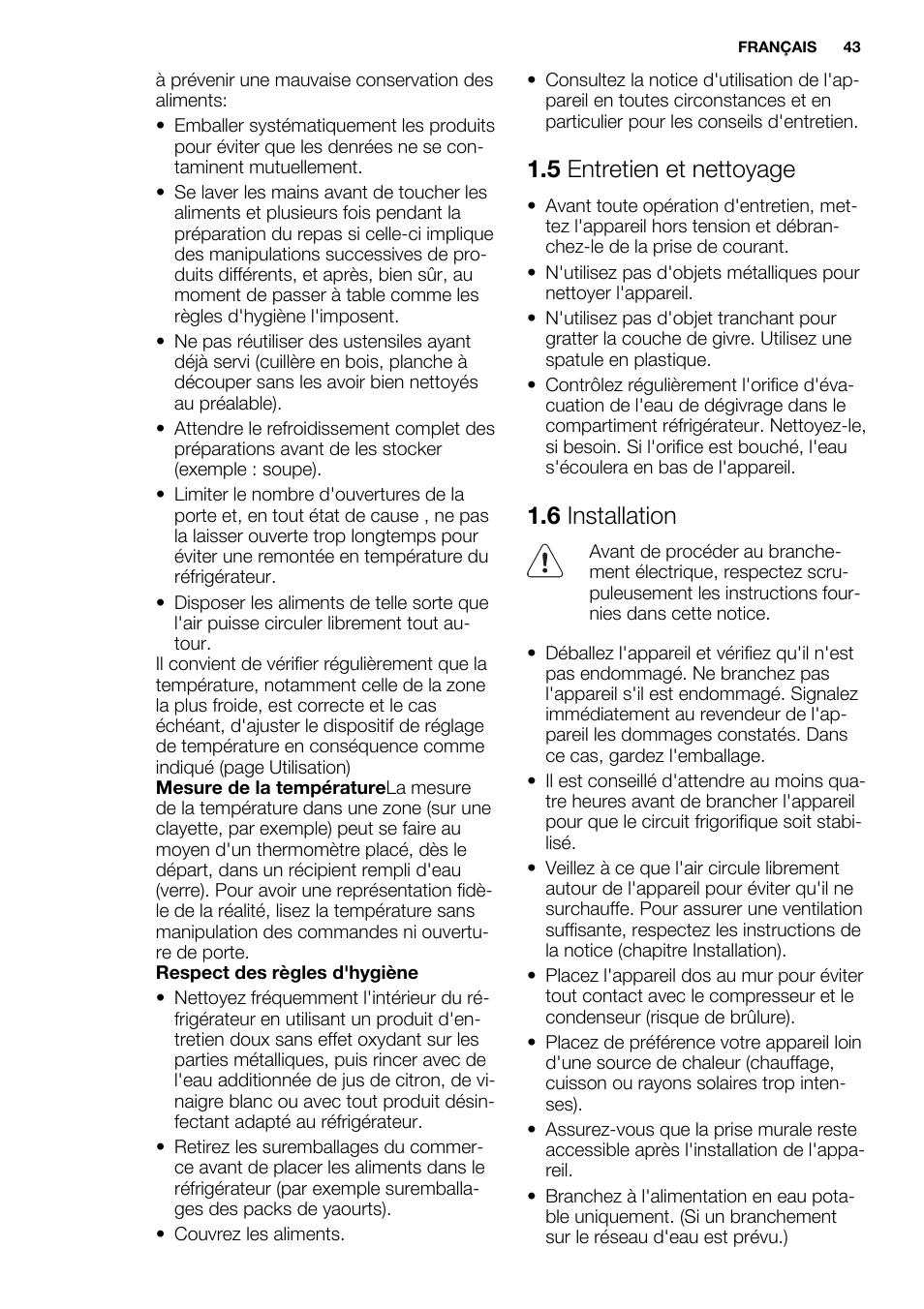 5 entretien et nettoyage, 6 installation | Electrolux EN3450COX User Manual | Page 43 / 80