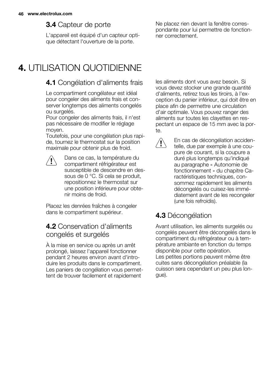 Utilisation quotidienne | Electrolux EN3450COX User Manual | Page 46 / 80
