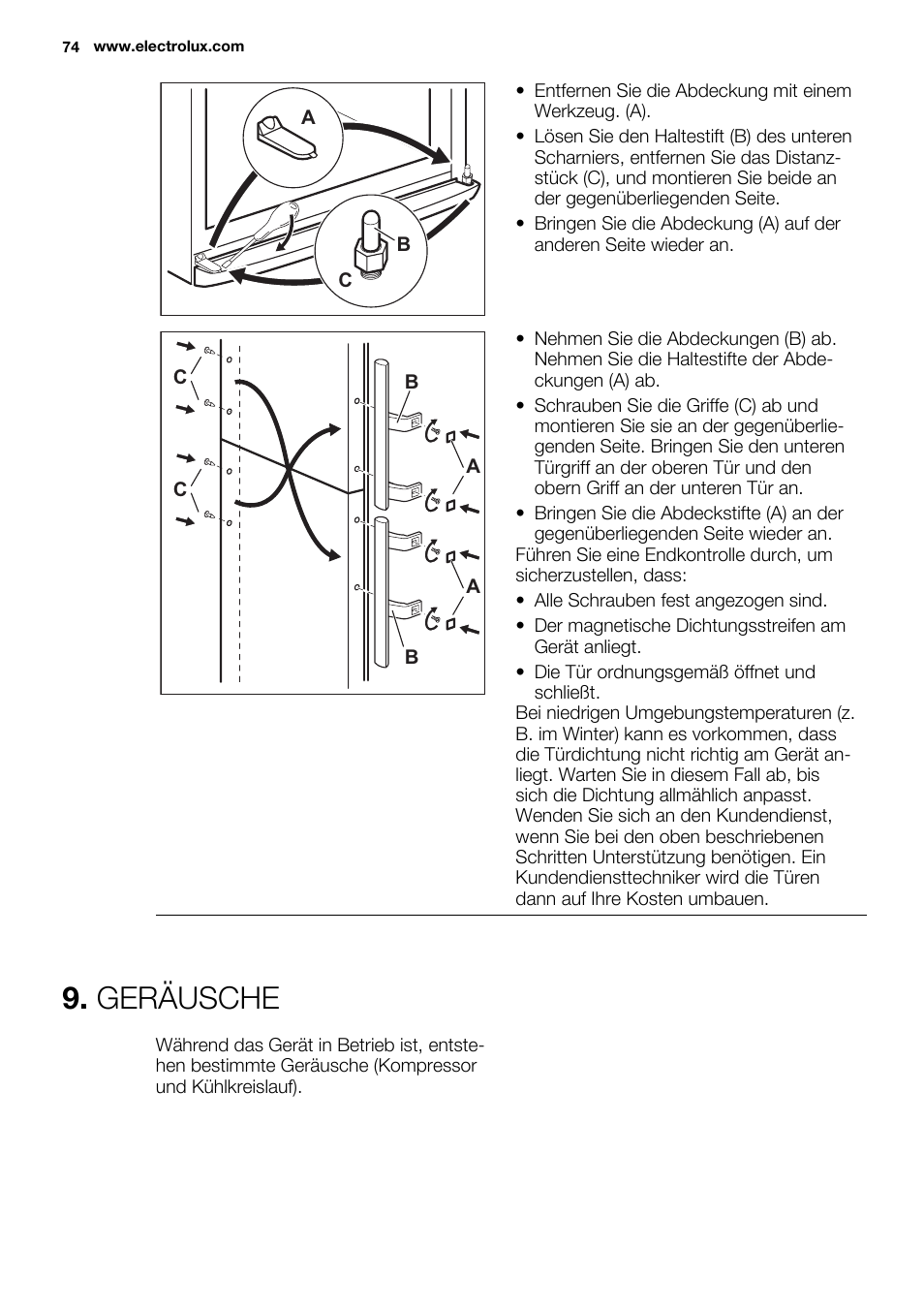 Geräusche | Electrolux EN3450COX User Manual | Page 74 / 80
