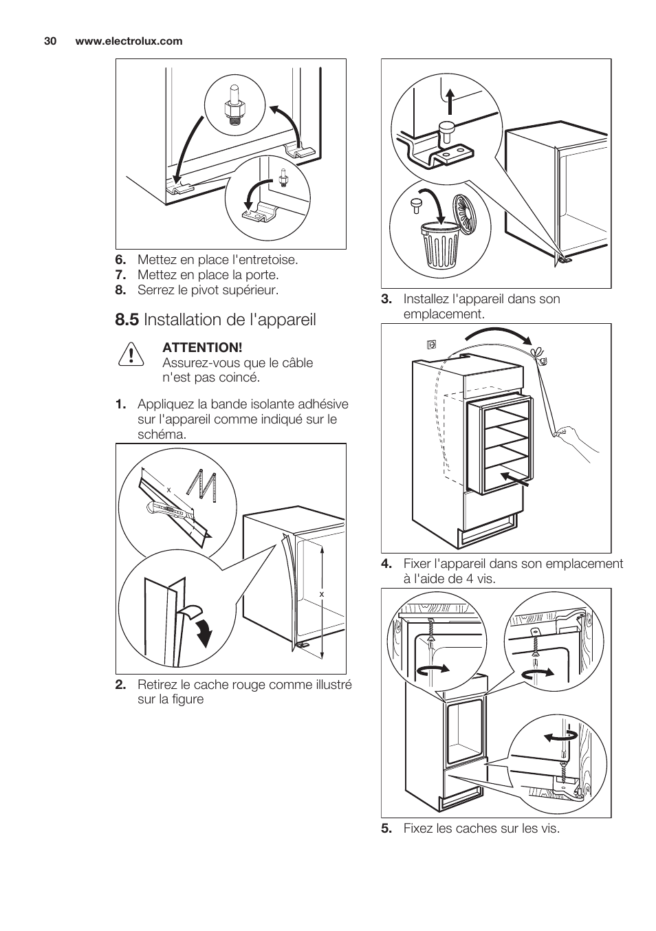 5 installation de l'appareil | Electrolux EUN2244AOW User Manual | Page 30 / 52