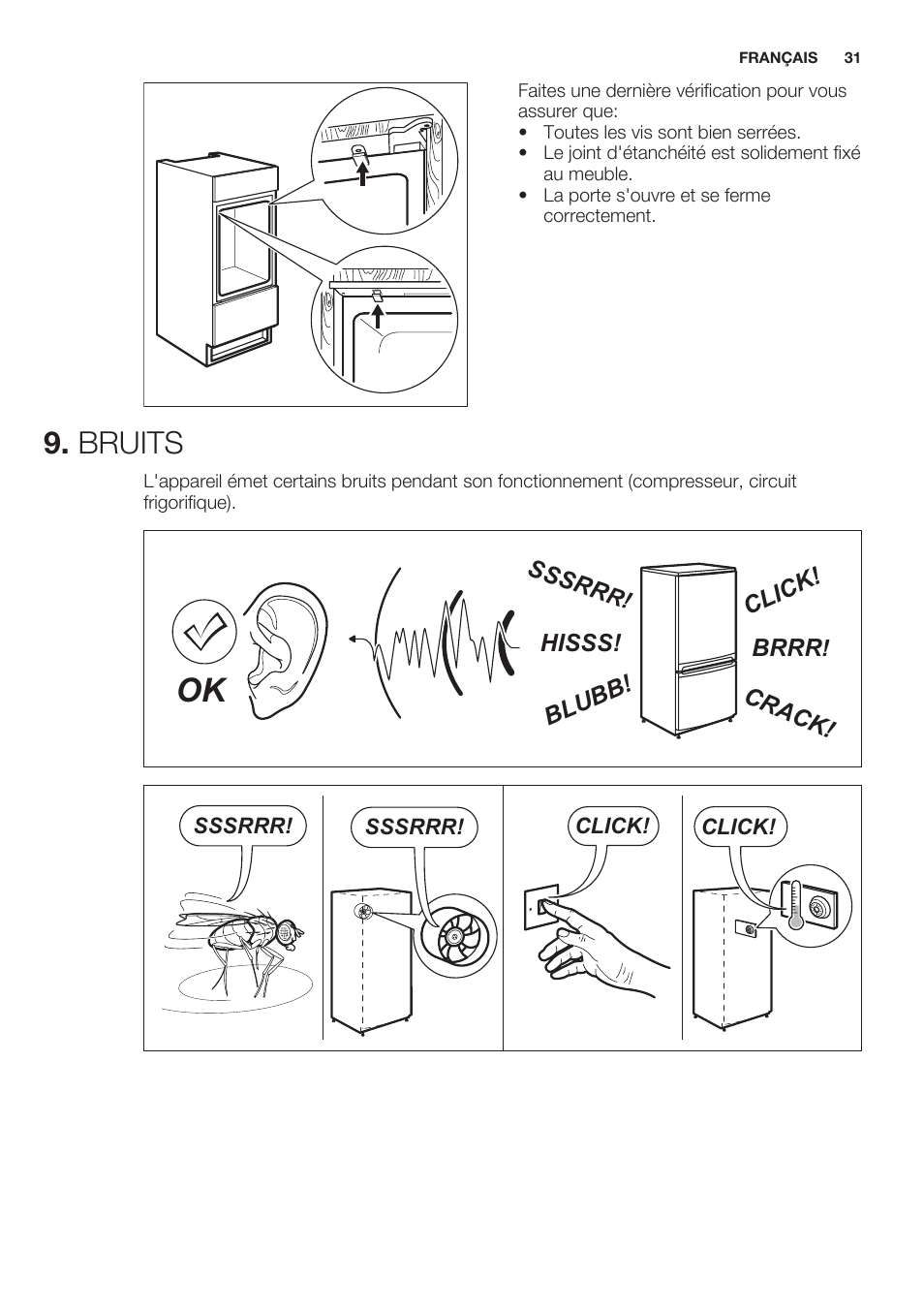 Bruits | Electrolux EUN2244AOW User Manual | Page 31 / 52