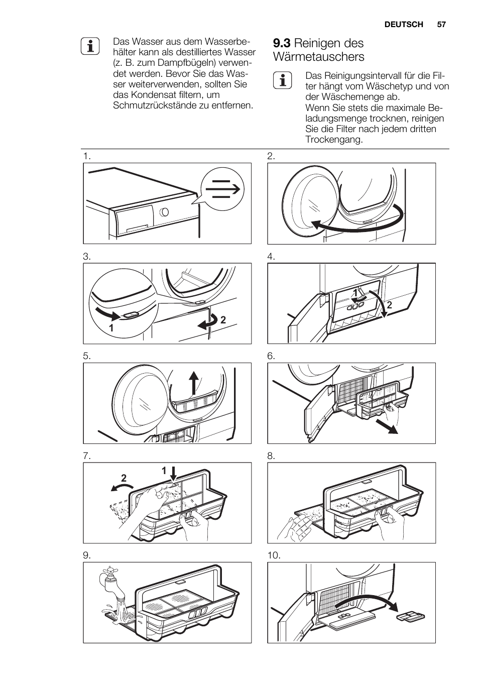 3 reinigen des wärmetauschers | Electrolux EDH3684PDW User Manual | Page 57 / 64