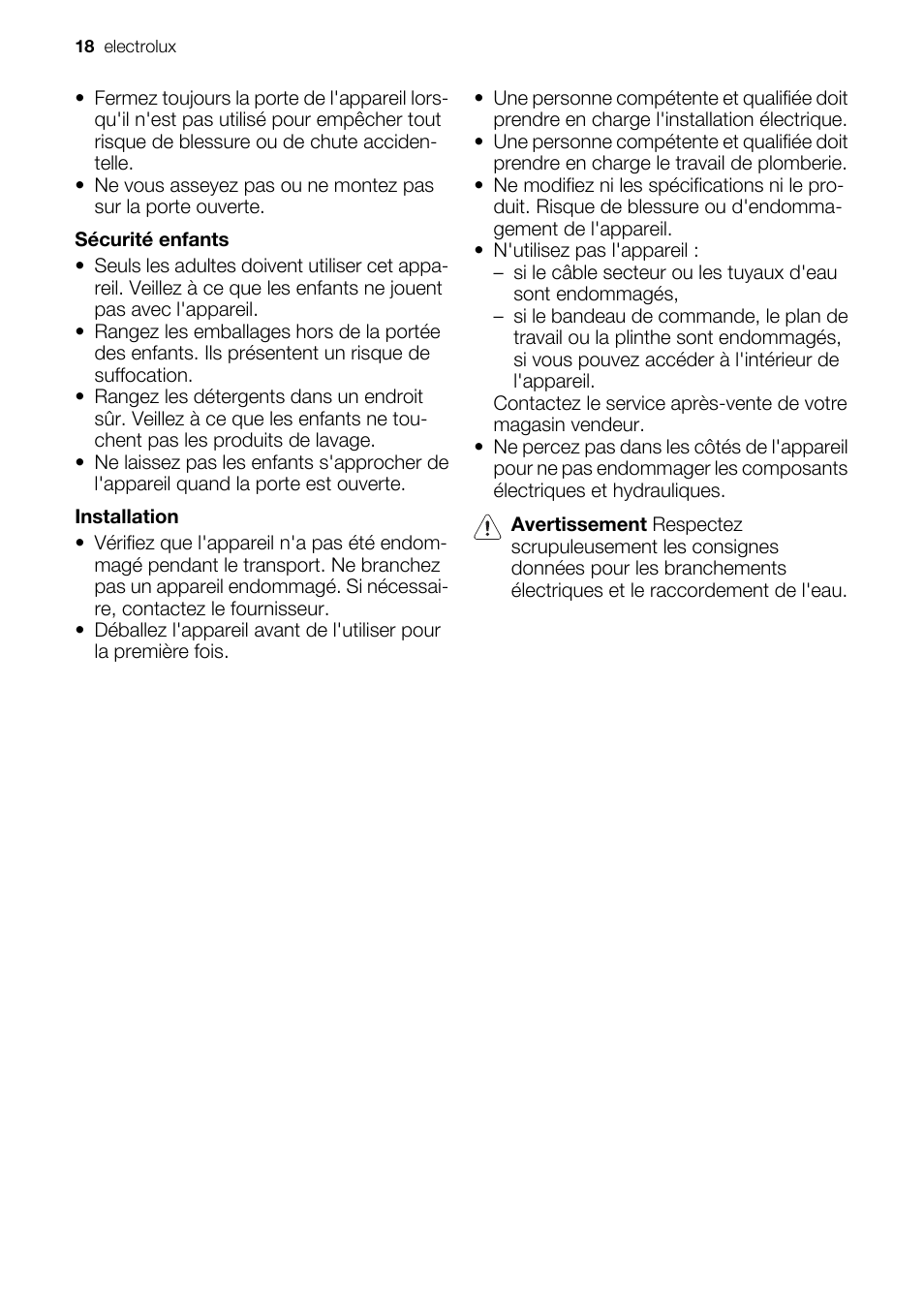 Electrolux ESF2450W User Manual | Page 18 / 68