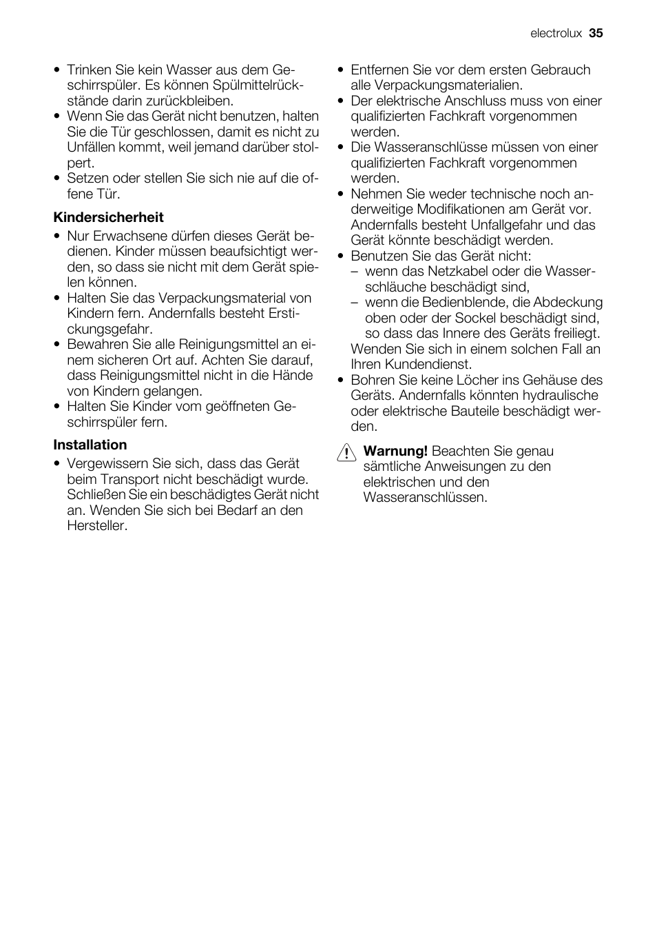 Electrolux ESF2450W User Manual | Page 35 / 68