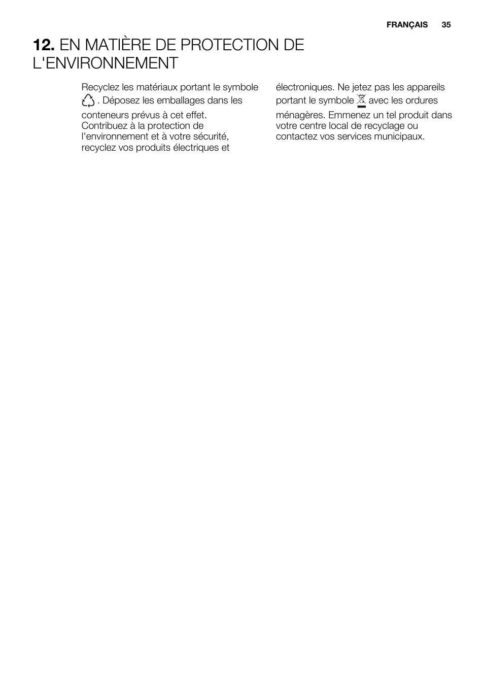En matière de protection de l'environnement | Electrolux EDH3498RDL User Manual | Page 35 / 72
