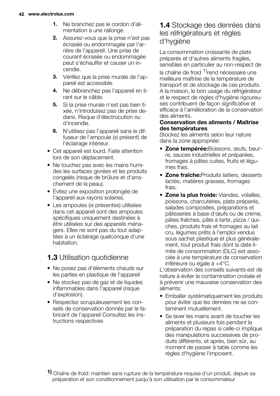3 utilisation quotidienne | Electrolux ERF4112AOW User Manual | Page 42 / 80