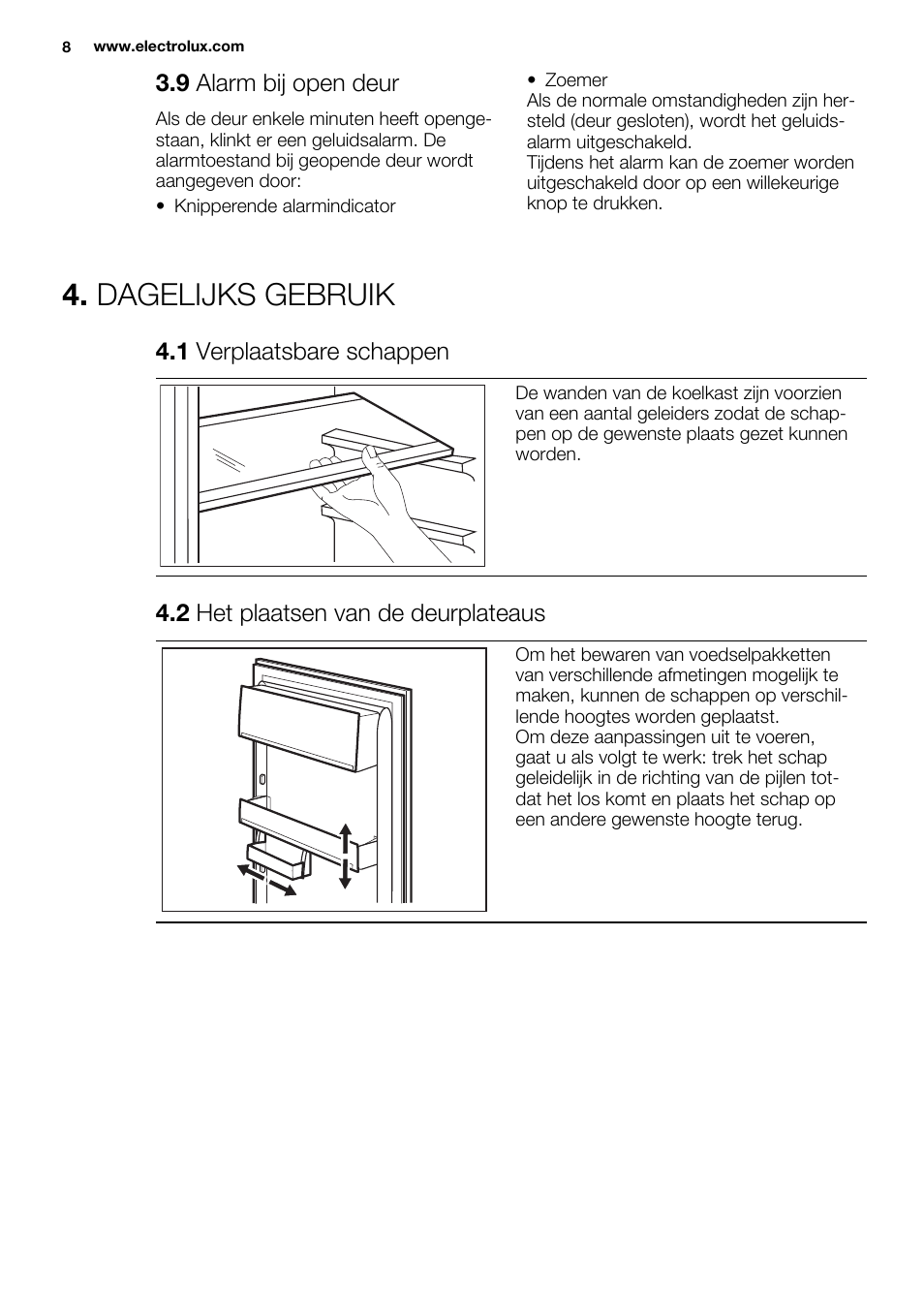Dagelijks gebruik | Electrolux ERF4112AOW User Manual | Page 8 / 80