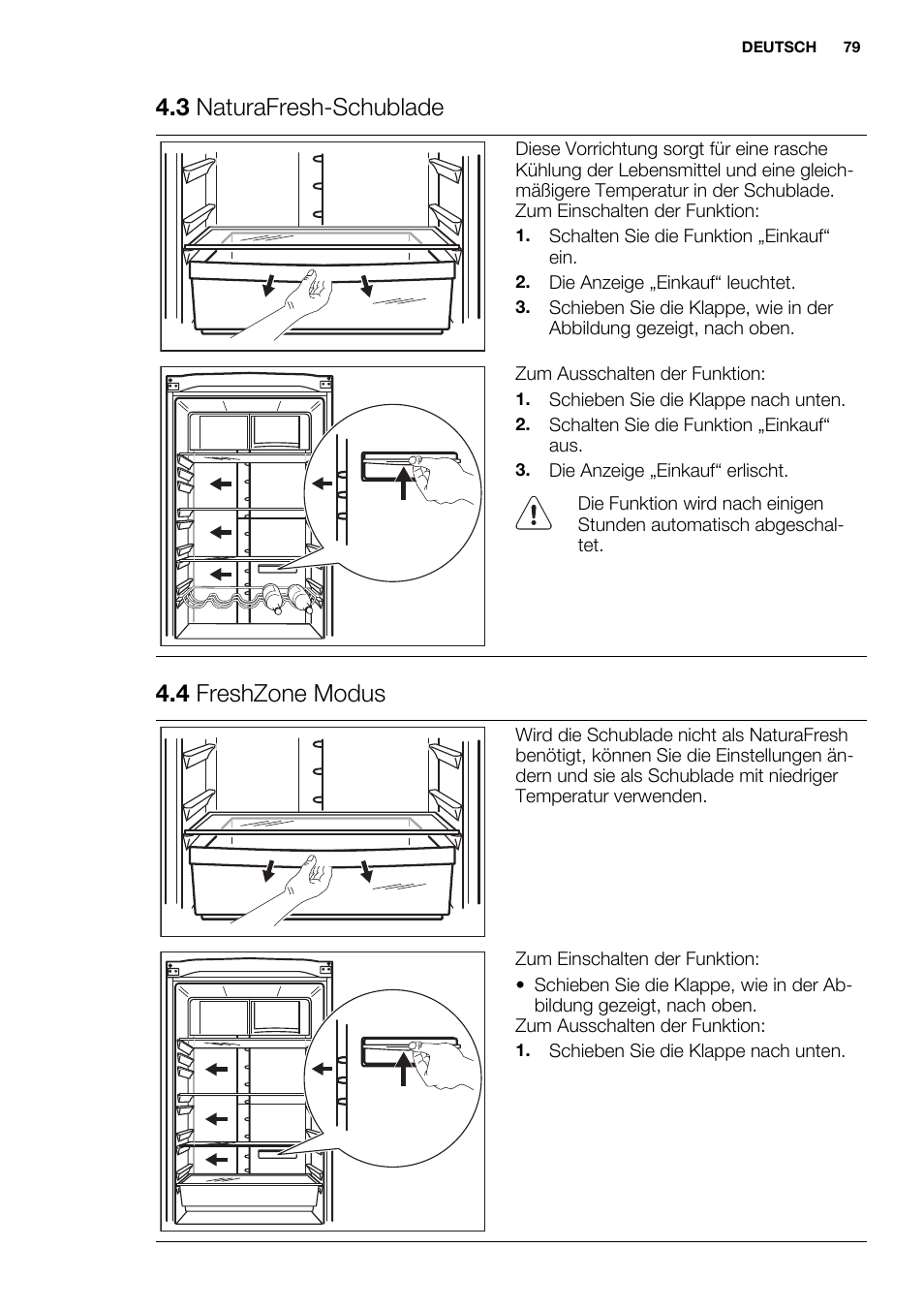 3 naturafresh-schublade, 4 freshzone modus | Electrolux EN3480AOW User Manual | Page 79 / 96