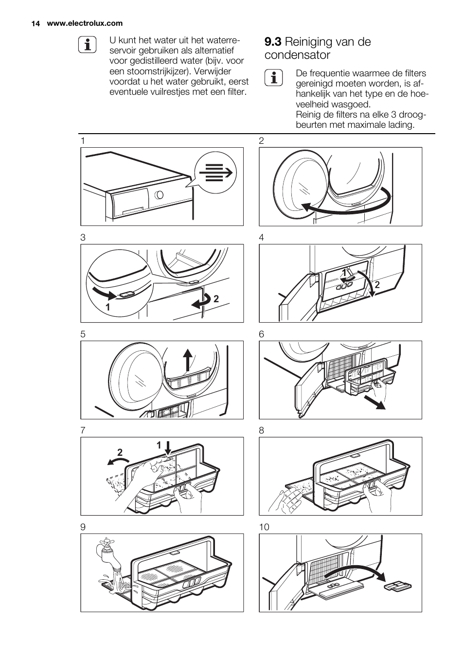 3 reiniging van de condensator | Electrolux EDH3497RDW User Manual | Page 14 / 68