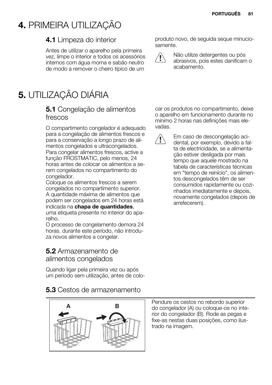 Primeira utilização, Utilização diária | Electrolux EC3340AOW User Manual | Page 81 / 92