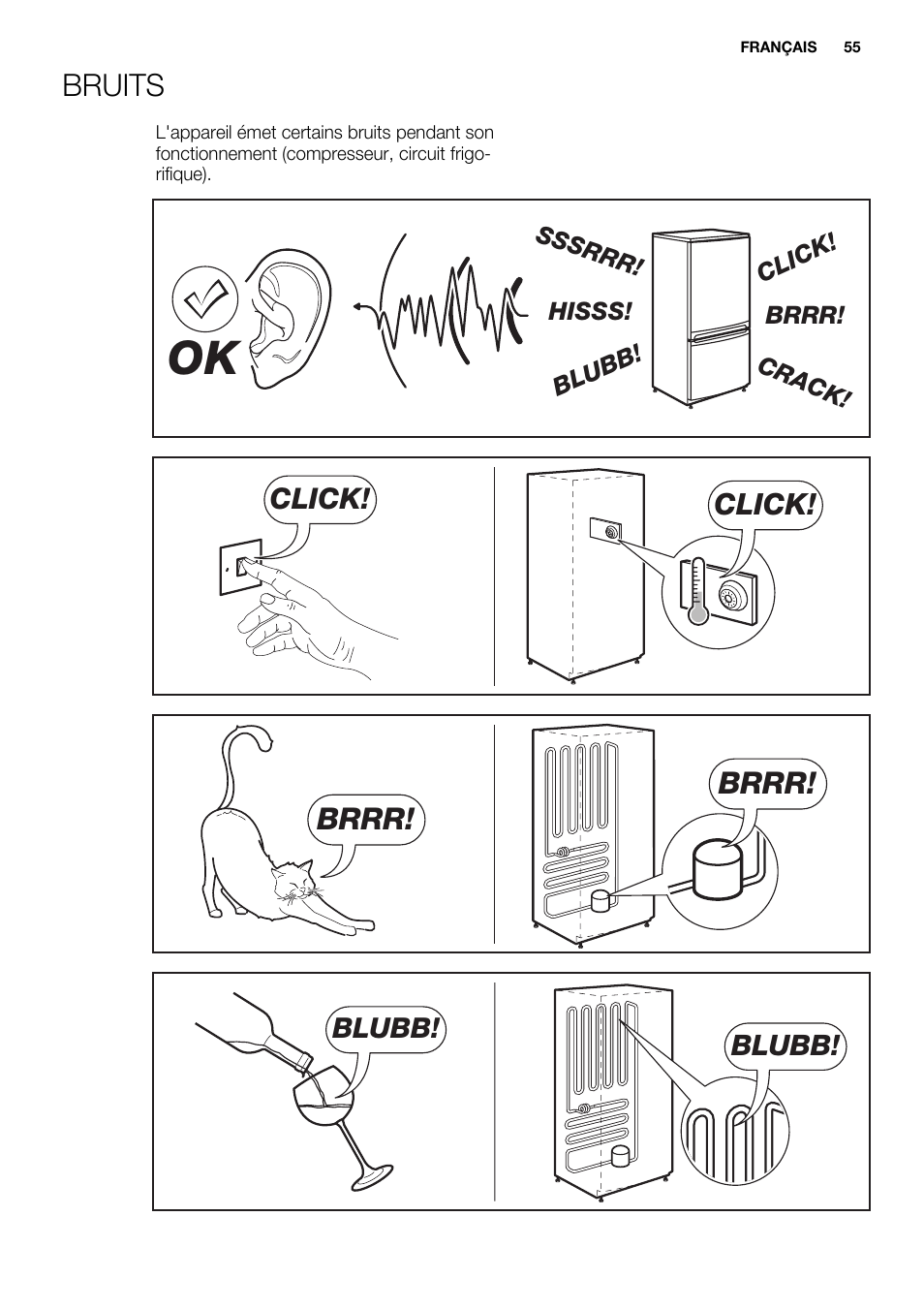 Bruits, Brrr | Electrolux ERT1606AOW User Manual | Page 55 / 80