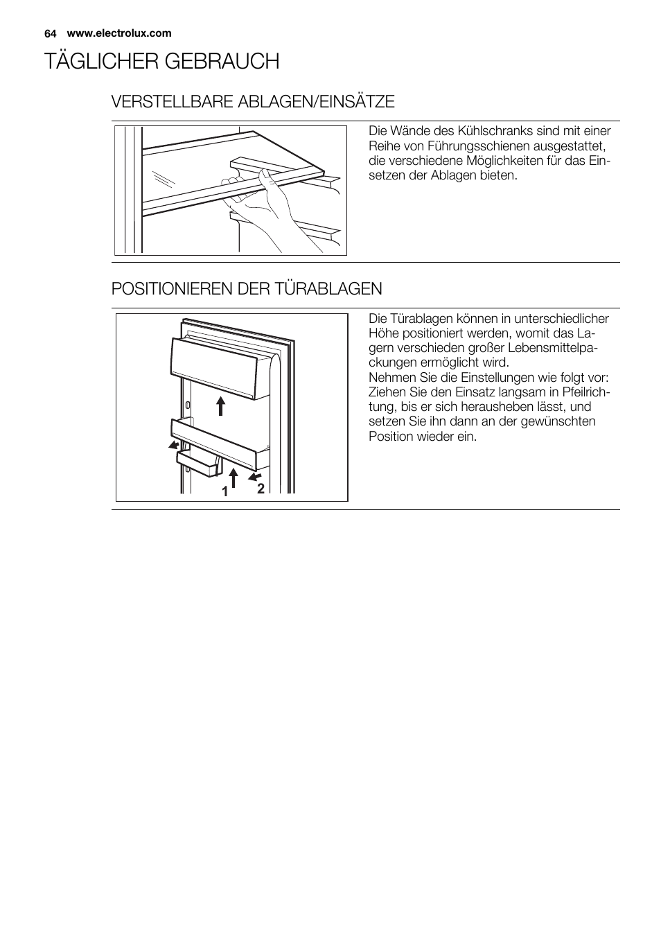 Täglicher gebrauch | Electrolux ERT1606AOW User Manual | Page 64 / 80