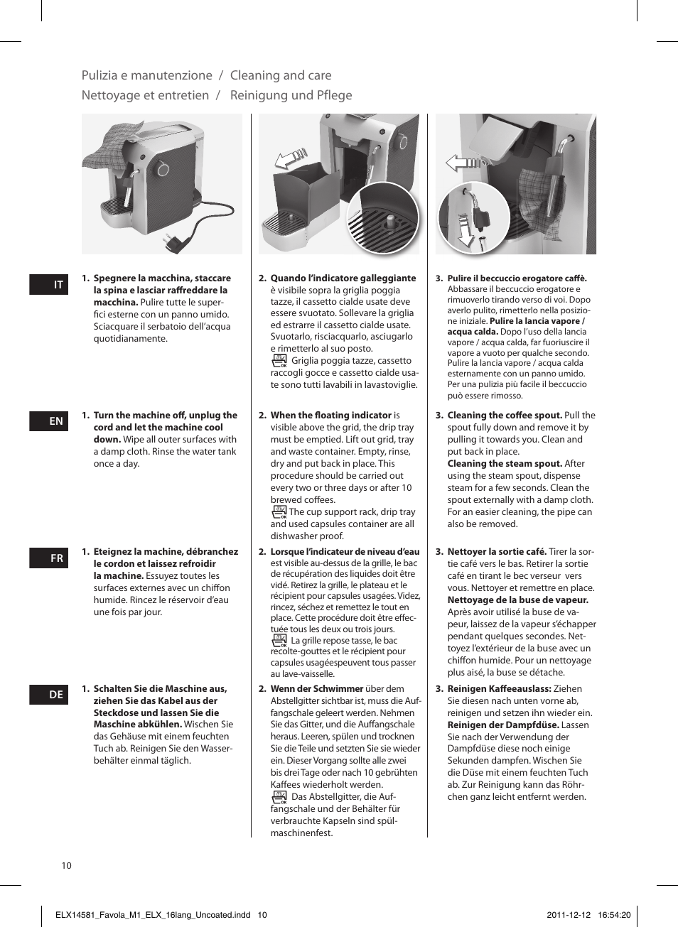 Pulizia e manutenzione | Electrolux ELM5100PU User Manual | Page 10 / 52