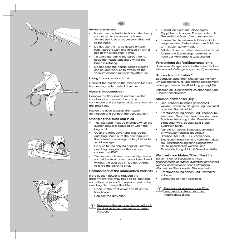 Electrolux ZS206 User Manual | Page 11 / 68
