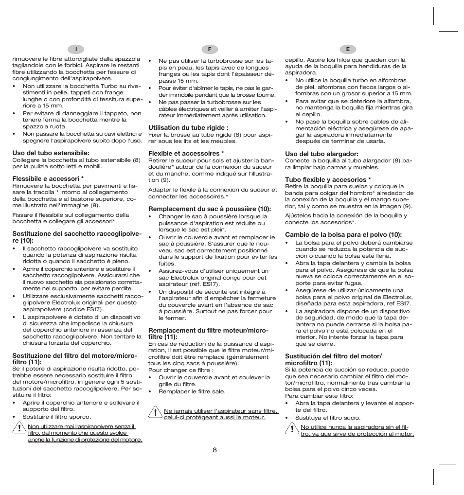 Electrolux ZS206 User Manual | Page 12 / 68