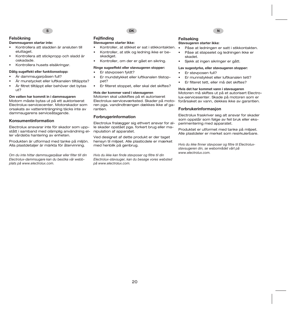 Electrolux ZS206 User Manual | Page 24 / 68