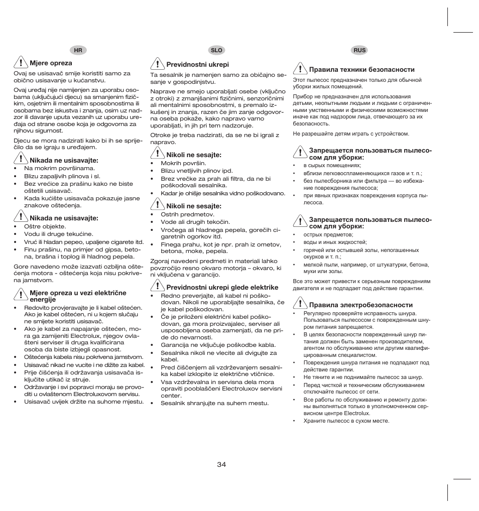 Electrolux ZS206 User Manual | Page 38 / 68