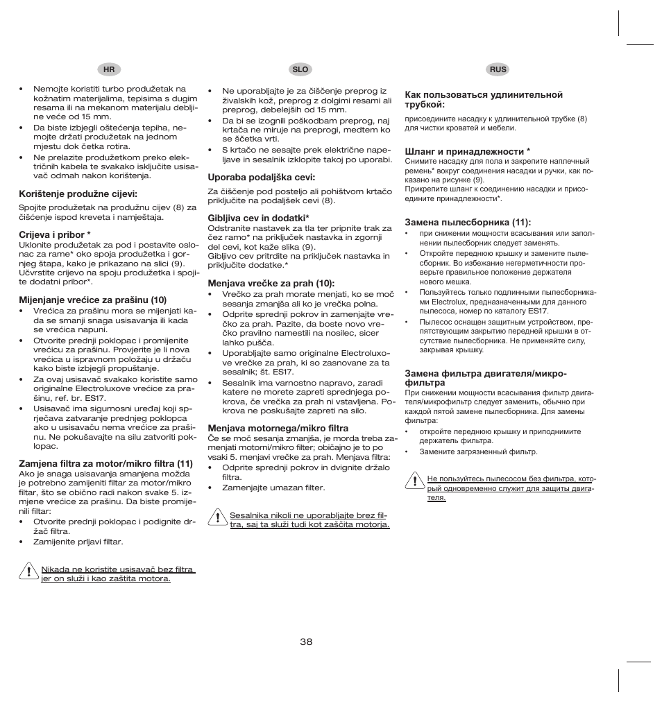 Electrolux ZS206 User Manual | Page 42 / 68