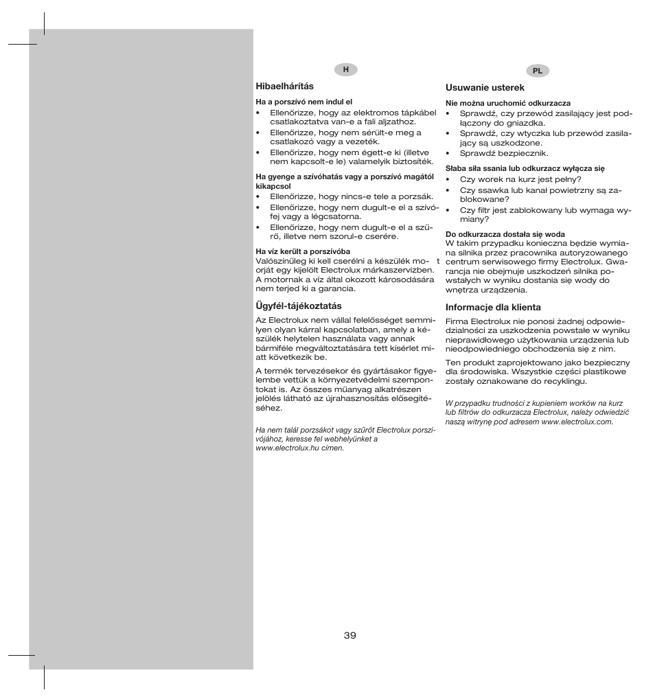Electrolux ZS206 User Manual | Page 43 / 68