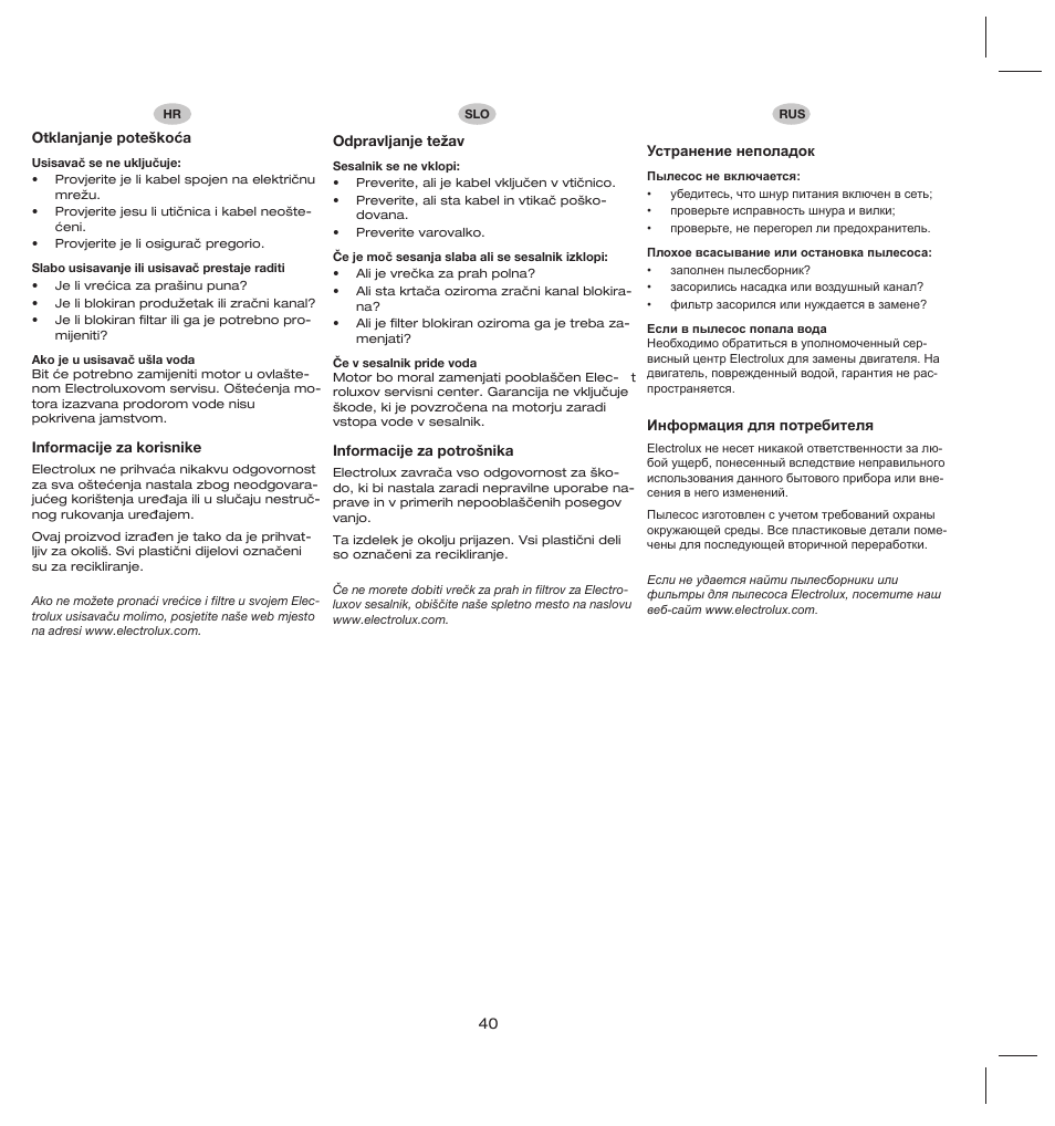 Electrolux ZS206 User Manual | Page 44 / 68