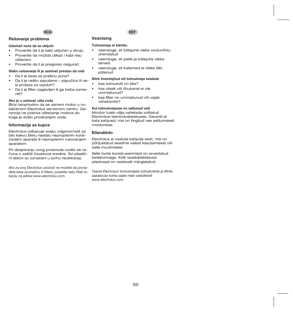 Electrolux ZS206 User Manual | Page 54 / 68