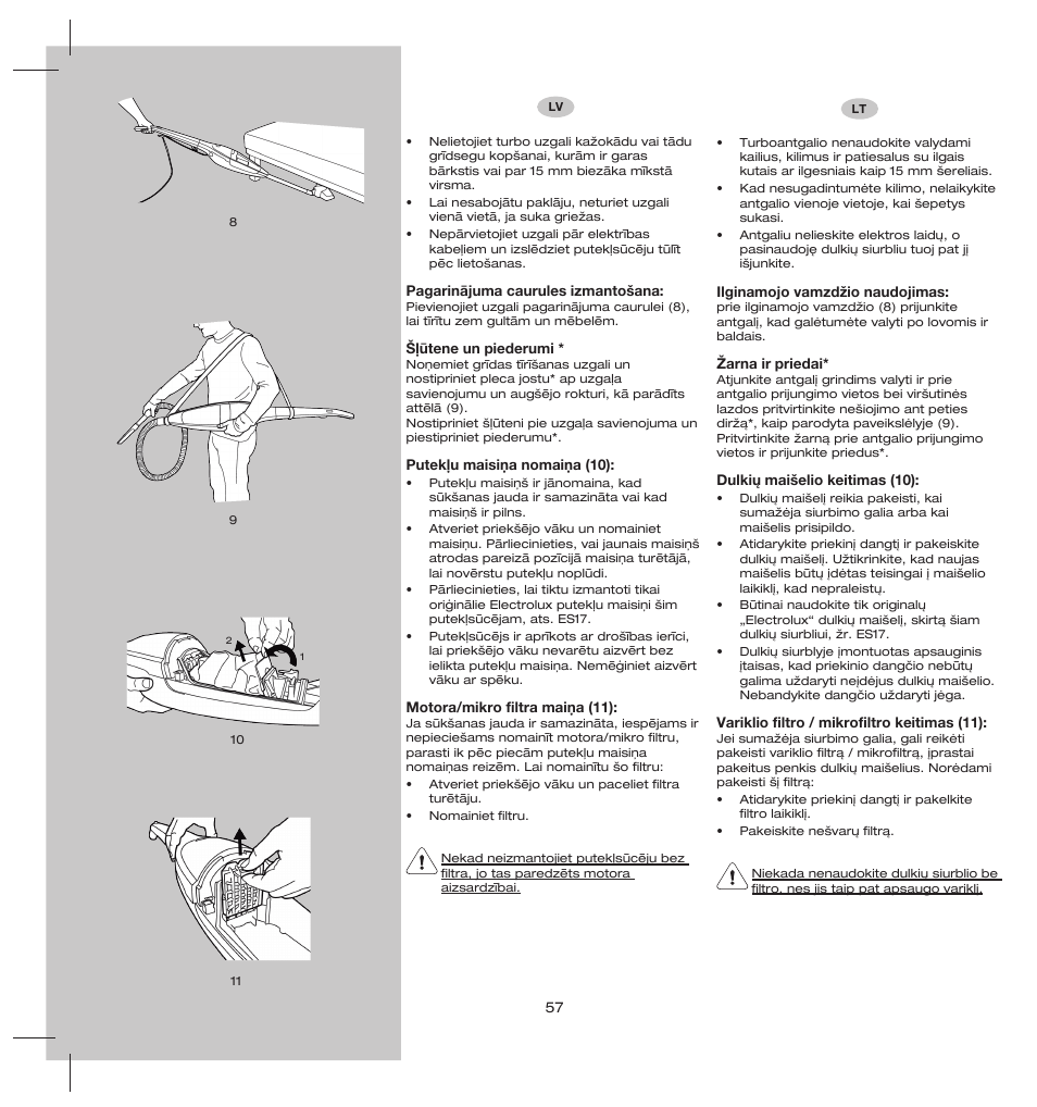 Electrolux ZS206 User Manual | Page 61 / 68